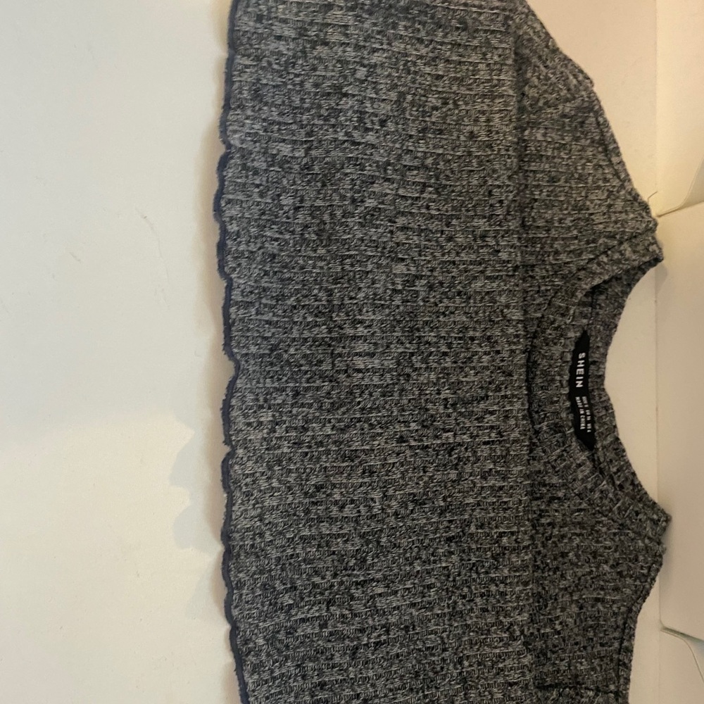Grey/Black Ribbed Blouse